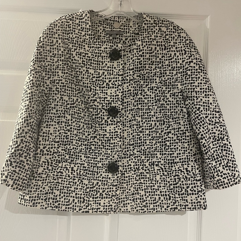 Anne Klein blazer, black and white, women’s size 10